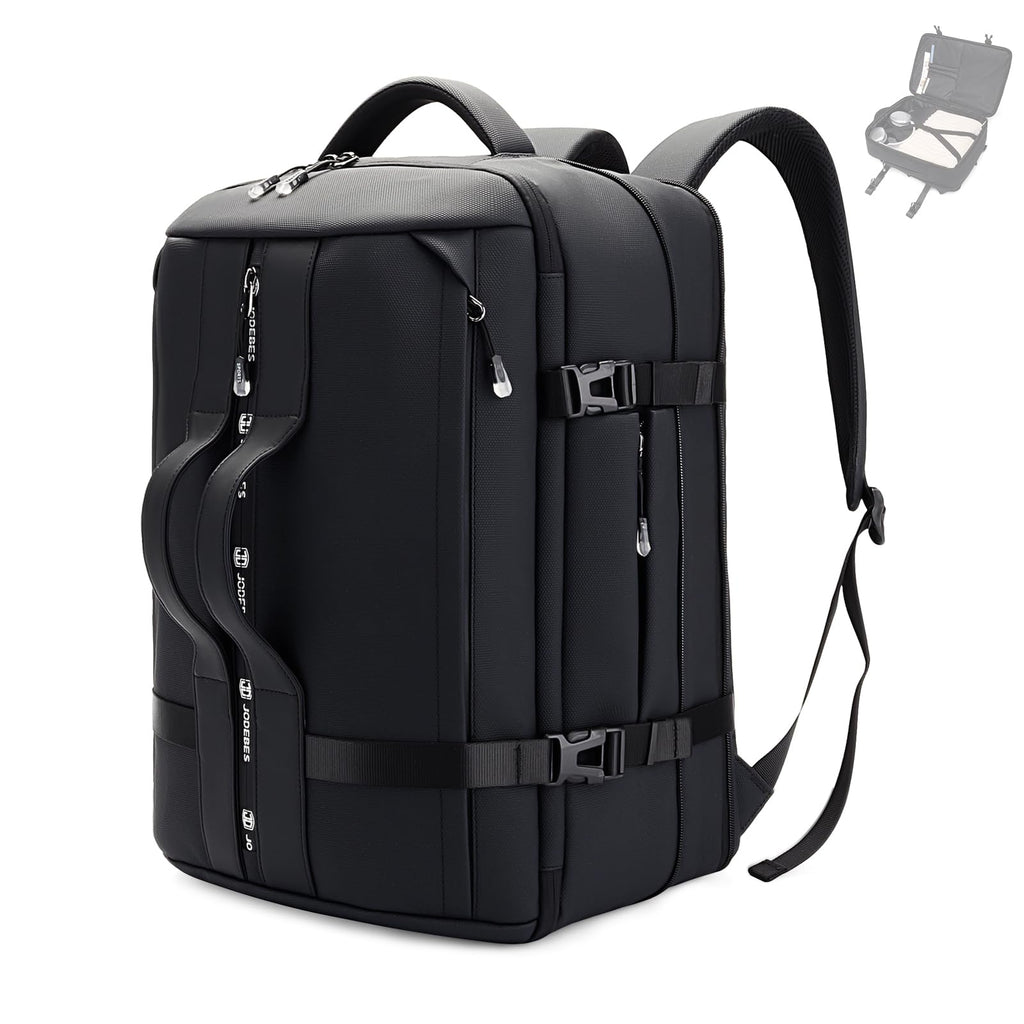 JODEBES Travel Backpack Carry On 50L, Laptop Backpack,Airline Approved Duffel TSA Luggage Bag for Men Women, Water-resistant Large Business Rucksack Daypack, Fits 17.3" Laptop, Black