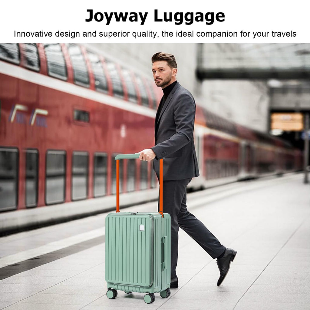 Joyway Hardshell Carry on Luggage Airline Approved with Front Pocket, Lightweight Hardside 20 Inch Suitcase with Spinner Wheels and TSA Lock (Green, Carry on Luggage - 20 In)
