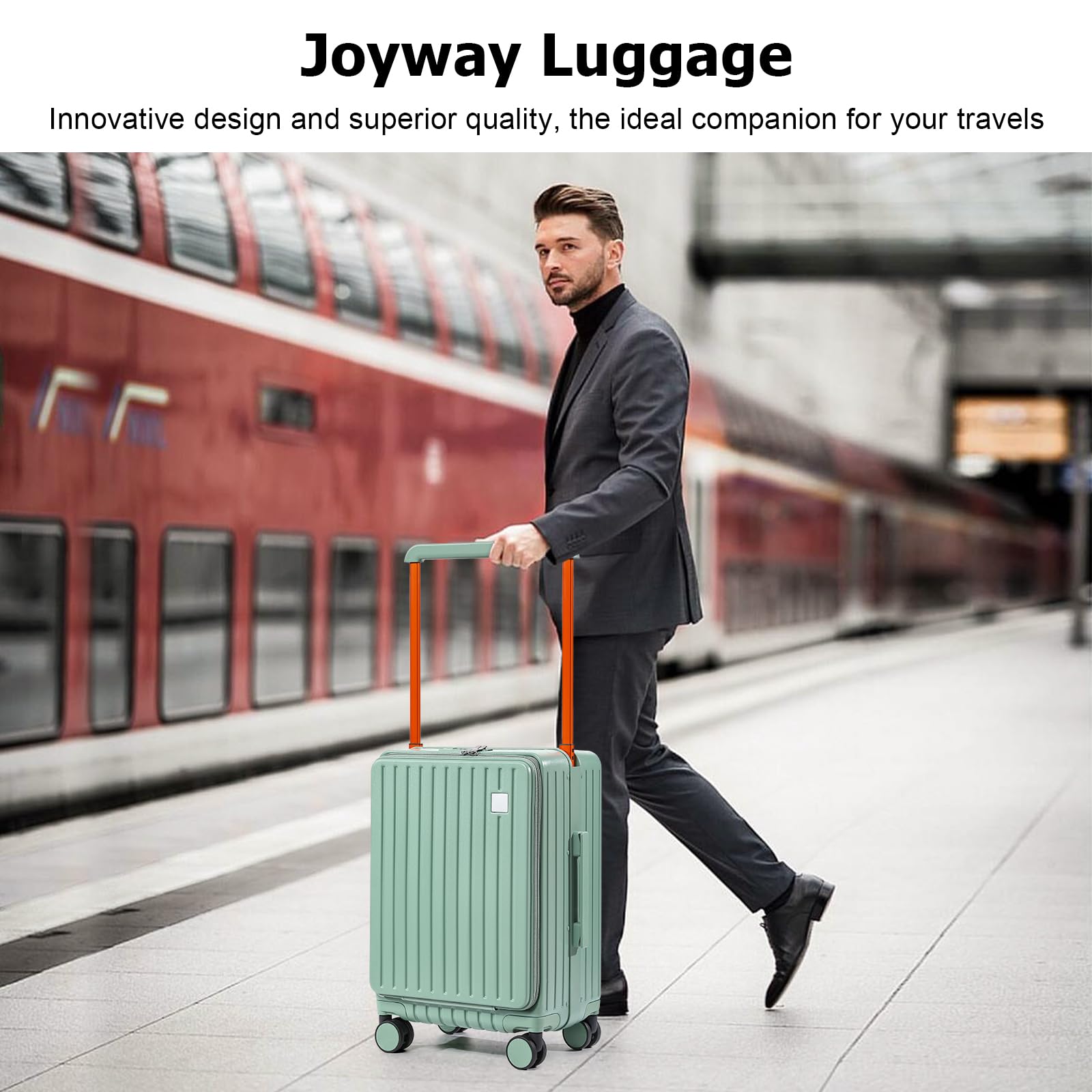 Joyway Hardshell Carry on Luggage Airline Approved with Front Pocket, Lightweight Hardside 20 Inch Suitcase with Spinner Wheels and TSA Lock (Green, Carry on Luggage - 20 In)