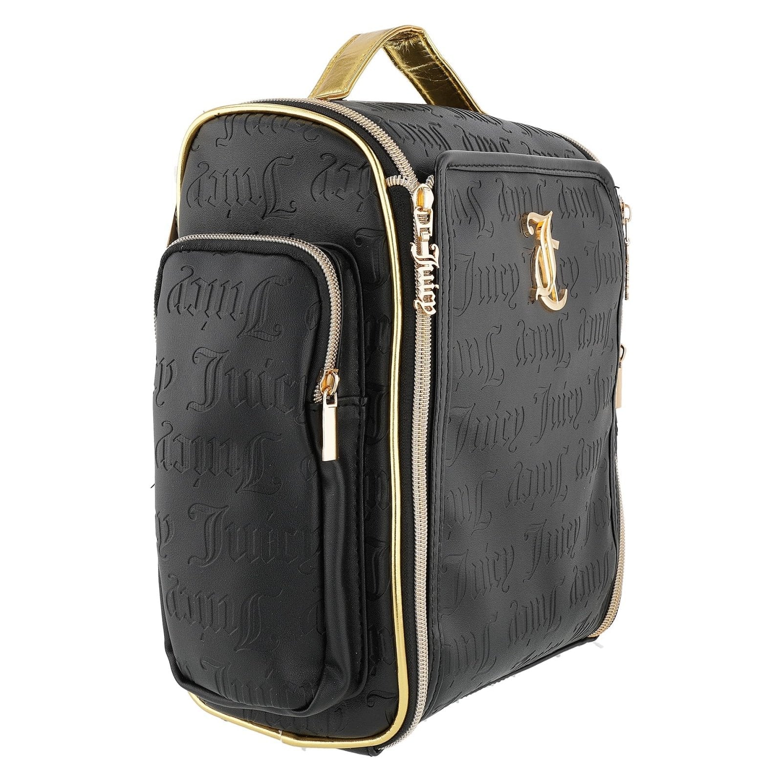 Juicy Couture Black Makeup Bag Cosmetics Organizer Travel Essentials Hanging Side Zip Pockets