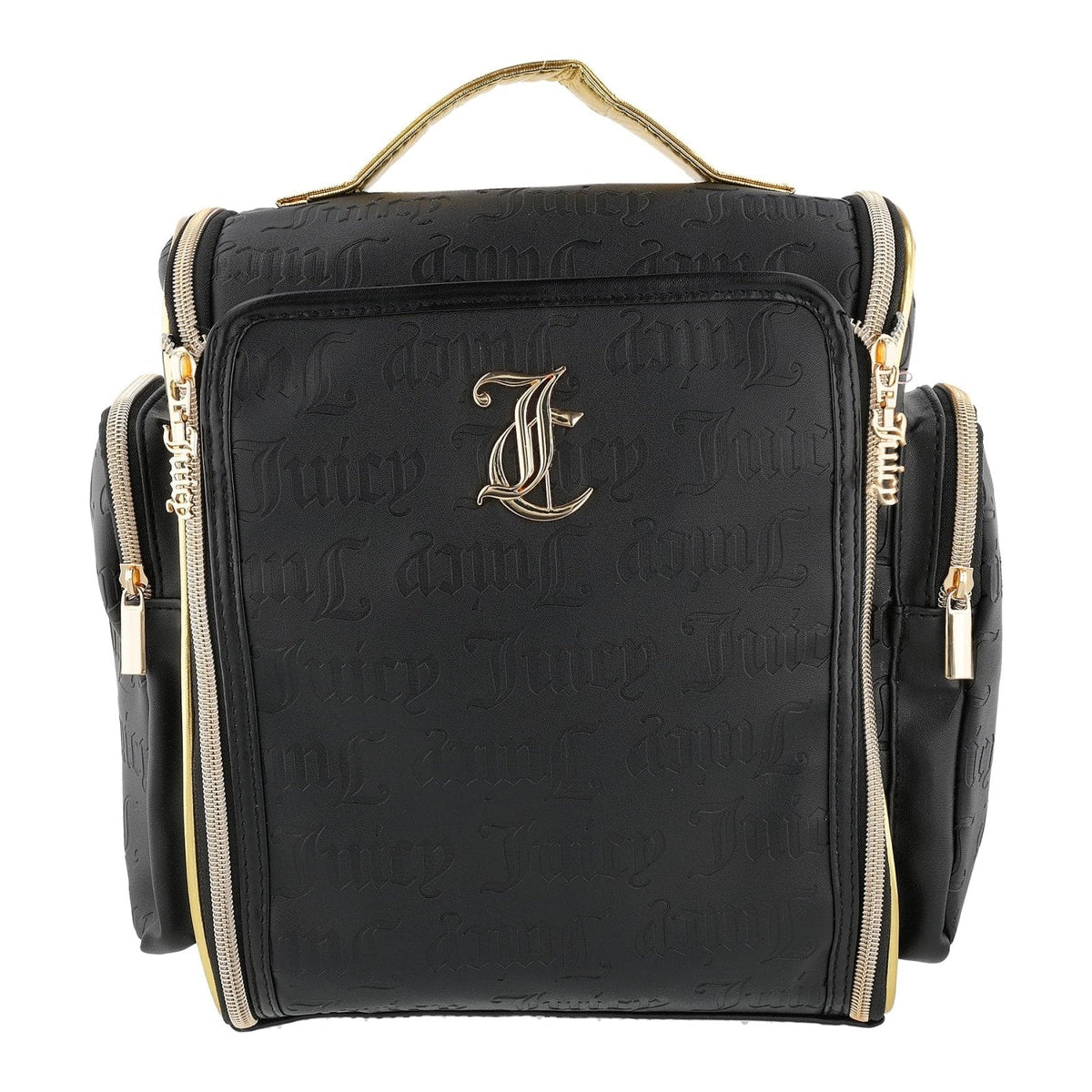 Juicy Couture Black Makeup Bag Cosmetics Organizer Travel Essentials Hanging Side Zip Pockets