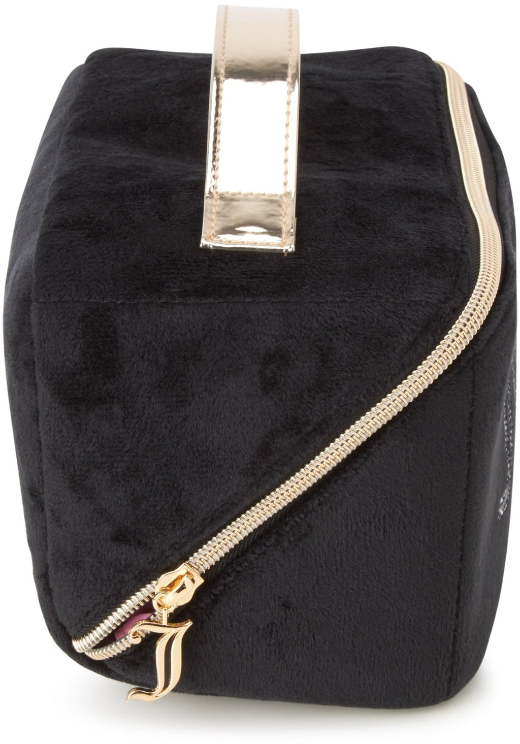 Juicy Couture Black Velour Rhinestones Makeup Bag Cosmetics Organizer Travel Essentials Set