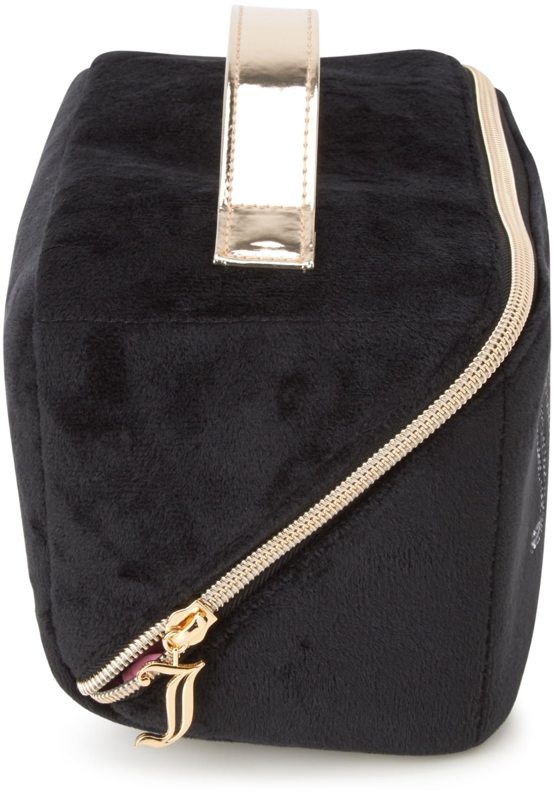 Juicy Couture Black Velour Rhinestones Makeup Bag Cosmetics Organizer Travel Essentials Set