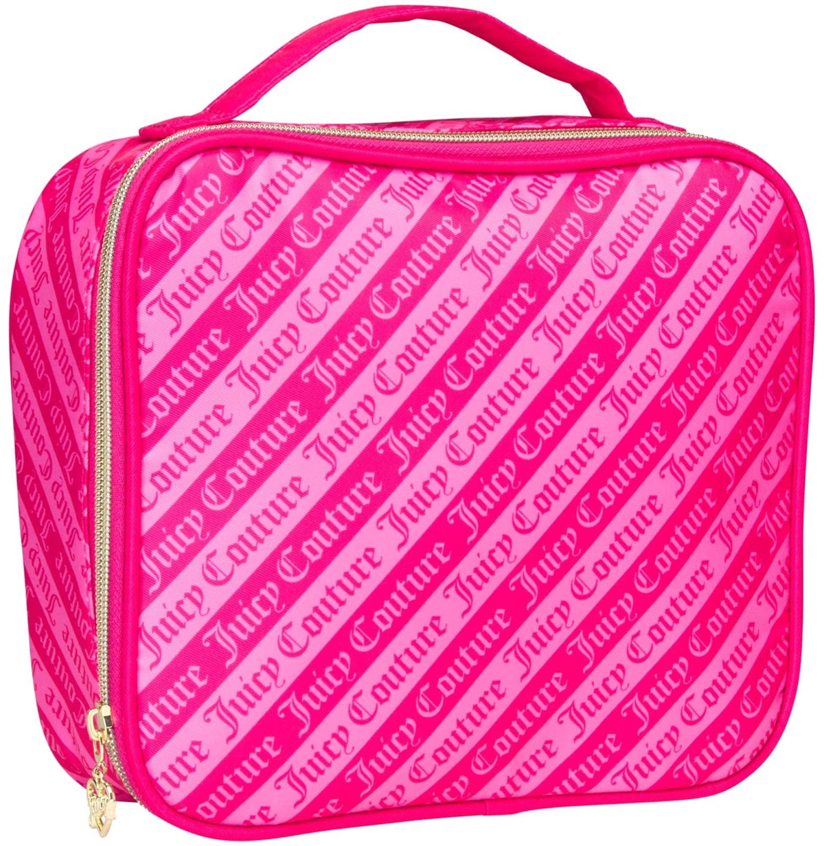 Juicy Couture Hot Pink Makeup Bag Cosmetics Organizer Travel Essentials Compartmentalized Logo Print