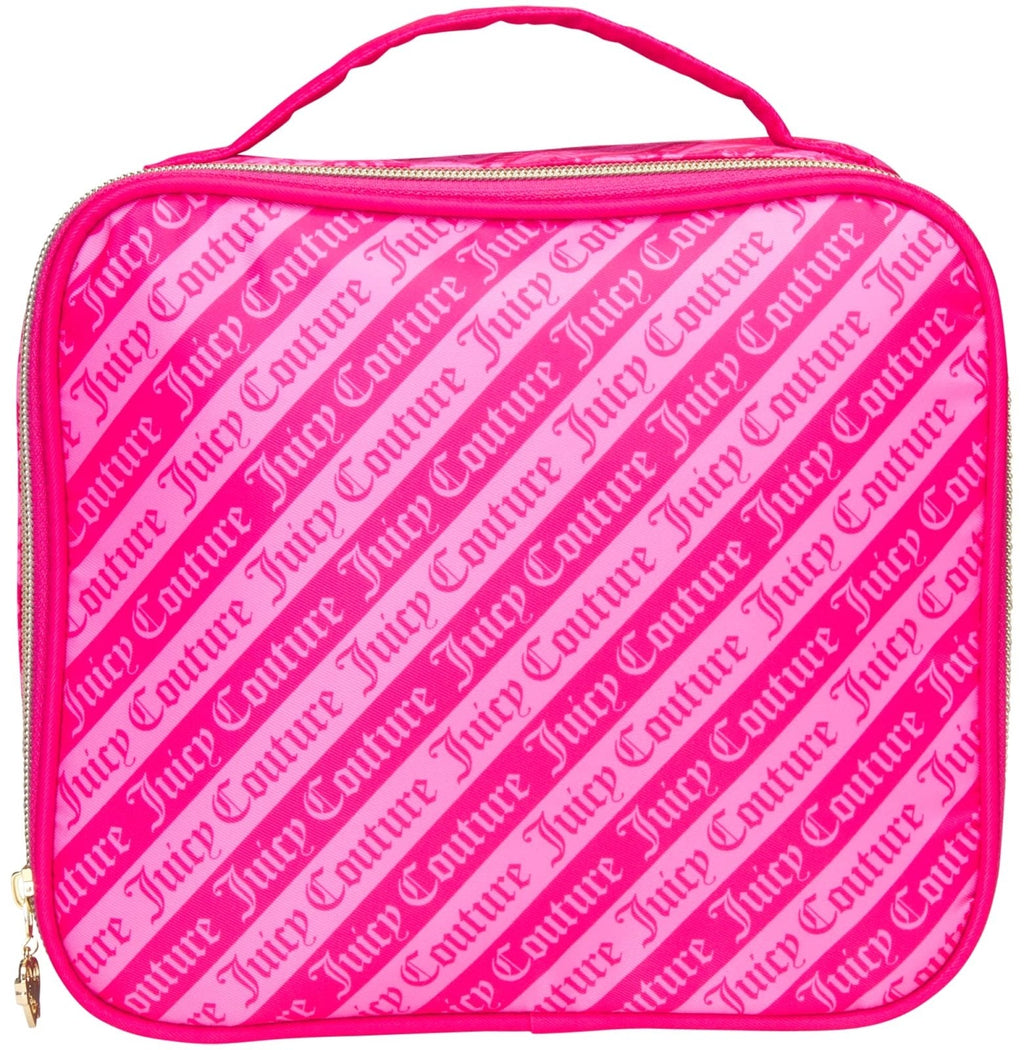 Juicy Couture Hot Pink Makeup Bag Cosmetics Organizer Travel Essentials Compartmentalized Logo Print