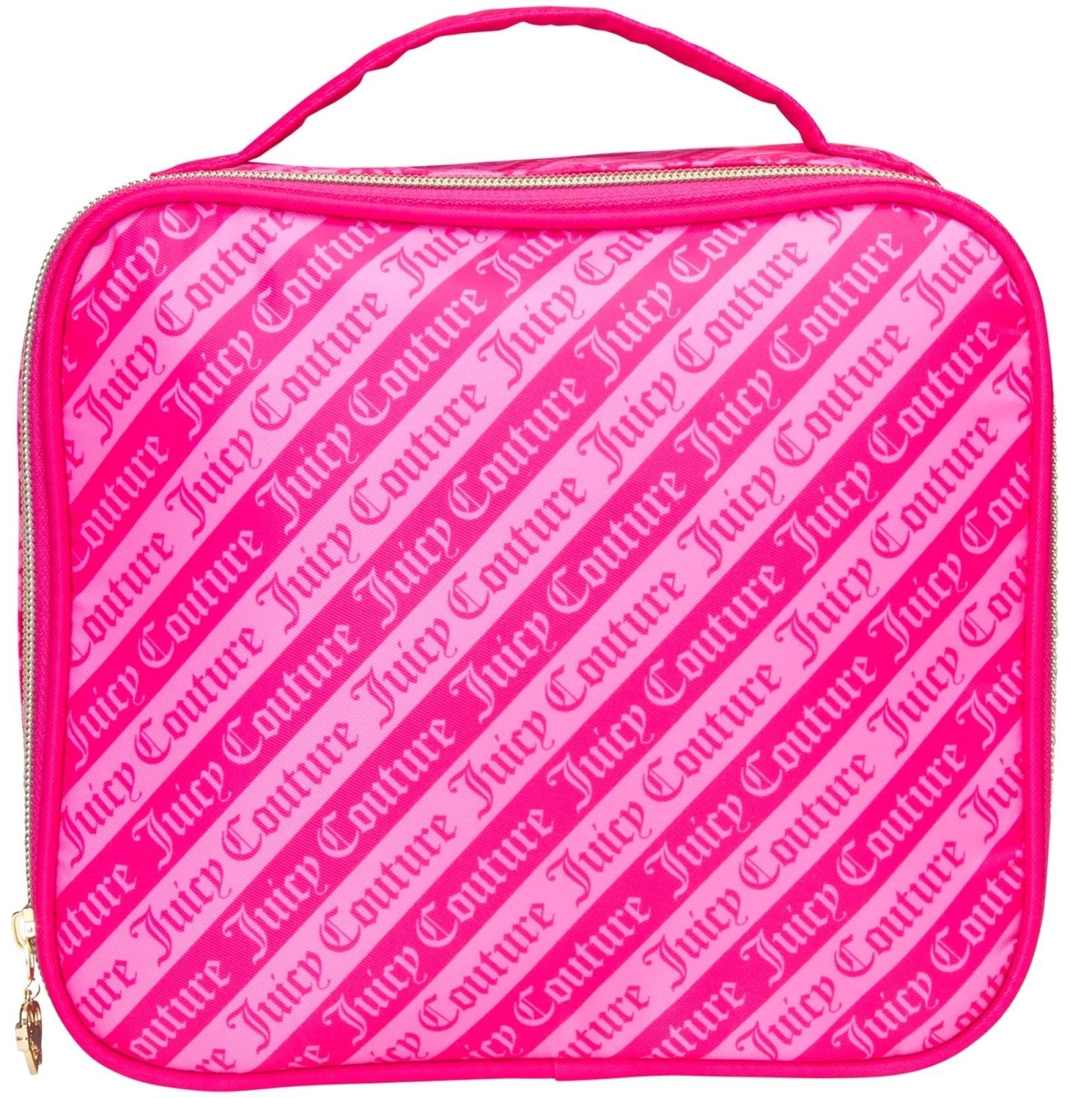 Juicy Couture Hot Pink Makeup Bag Cosmetics Organizer Travel Essentials Compartmentalized Logo Print