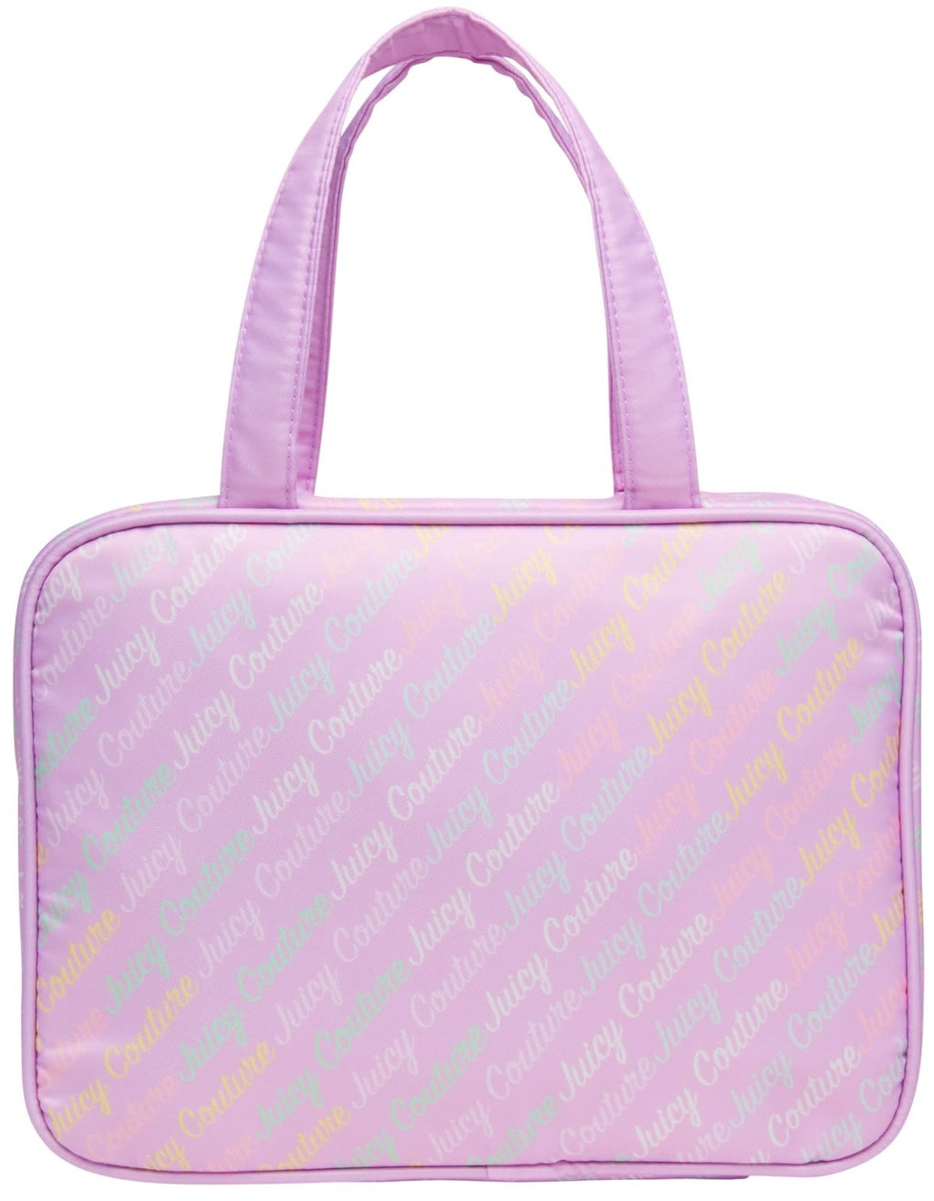 Juicy Couture Lavender Purple Makeup Bag Cosmetics Organizer Travel Essentials Weekender Pink Logo Print