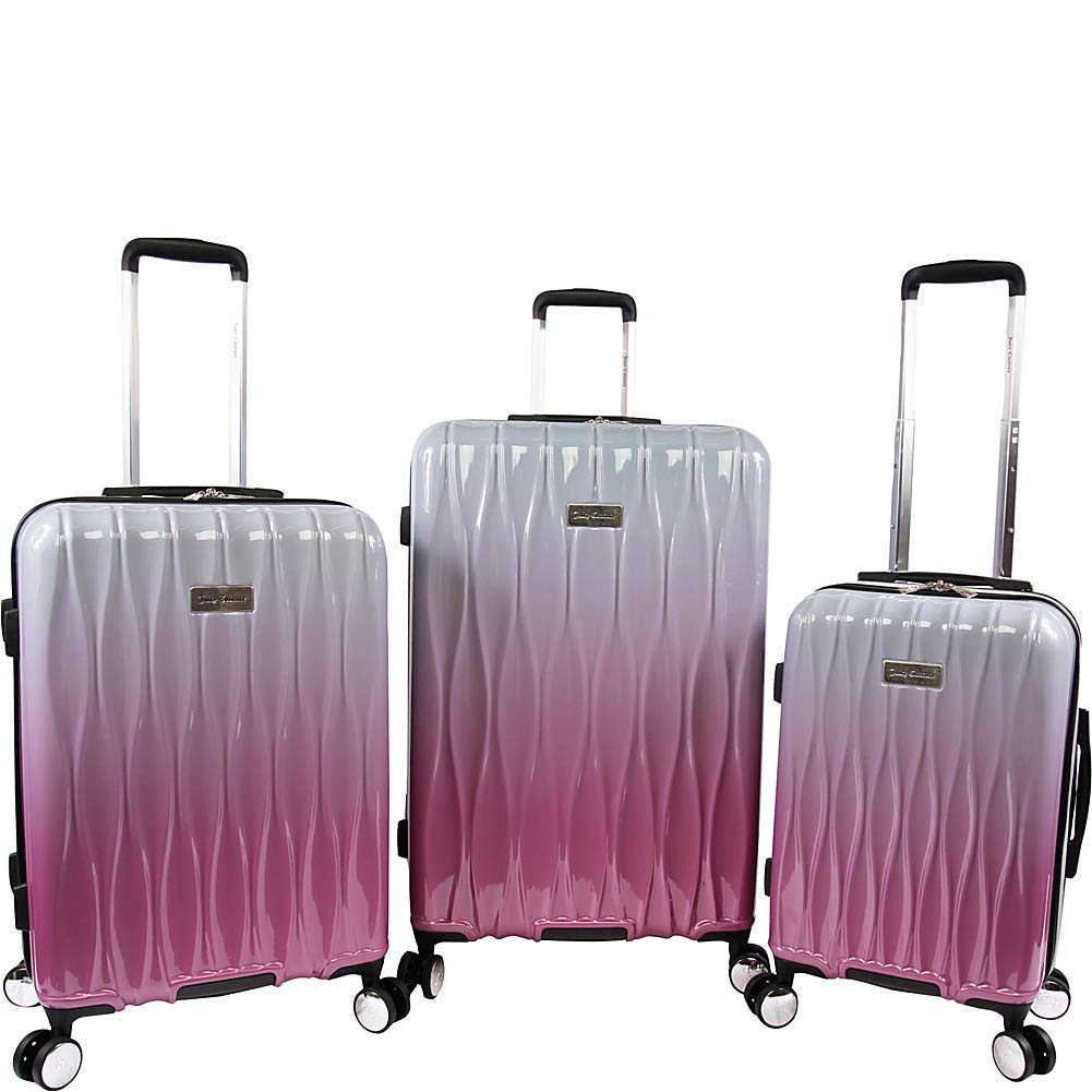 Juicy Couture Lindsay 3-piece Hardside Spinner Luggage Set Luggage Set, Silver Fuchsia