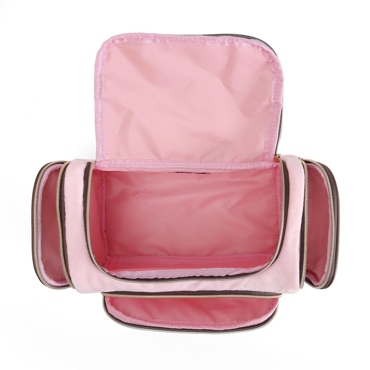 Juicy Couture Pink Makeup Bag Cosmetics Organizer Travel Essentials Duffel Velour Gold Terrier Dog Rhinestone Crown