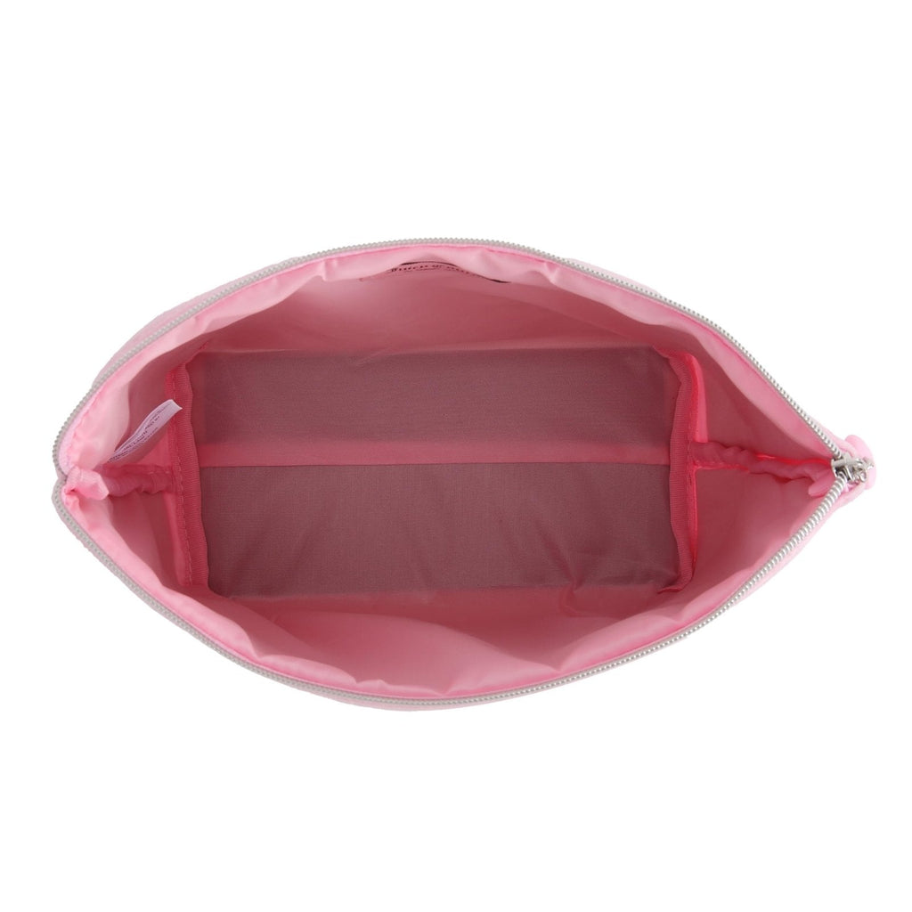 Juicy Couture Pink Makeup Bag Cosmetics Organizer Travel Essentials Top Zip Pouch Rhinestone Velour
