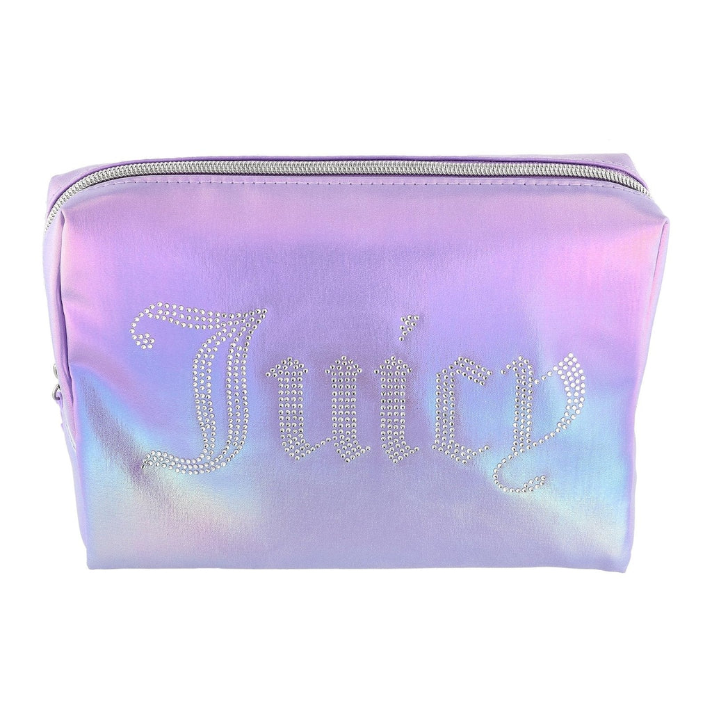 Juicy Couture Purple Ombre Makeup Bag Cosmetics Organizer Travel Essentials Zip Top Wedge Shiny Gradient