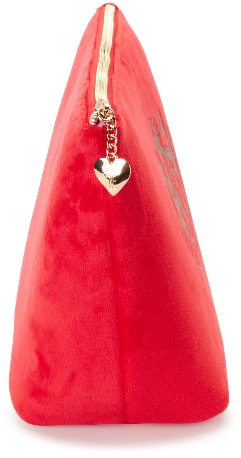 Juicy Couture Red Makeup Bag Cosmetics Organizer Travel Essentials Zip Top Wedge Velour Rhinestones Gold Terrier Dogs