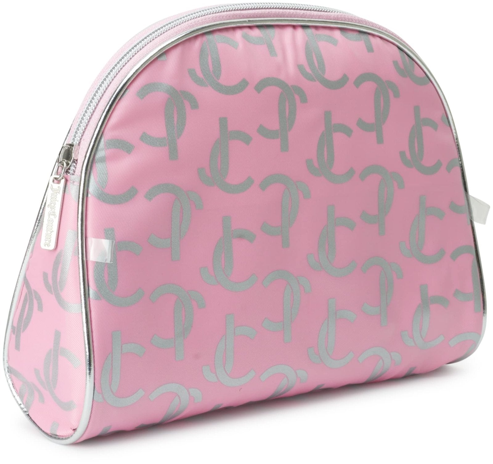 Juicy Couture Silver Pink Makeup Bag Cosmetics Organizer Travel Essentials Clutch Coin Purse Three Piece Set Shiny Glitter
