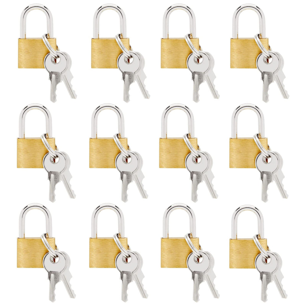 Juvale Luggage Locks with Keys - Mini Lock for Diaries & Jewelry Boxes - Travel Security for Suitcases & Bags - 12 Pack, 0.7 x 1.2 x 0.25 in, Gold & Silver