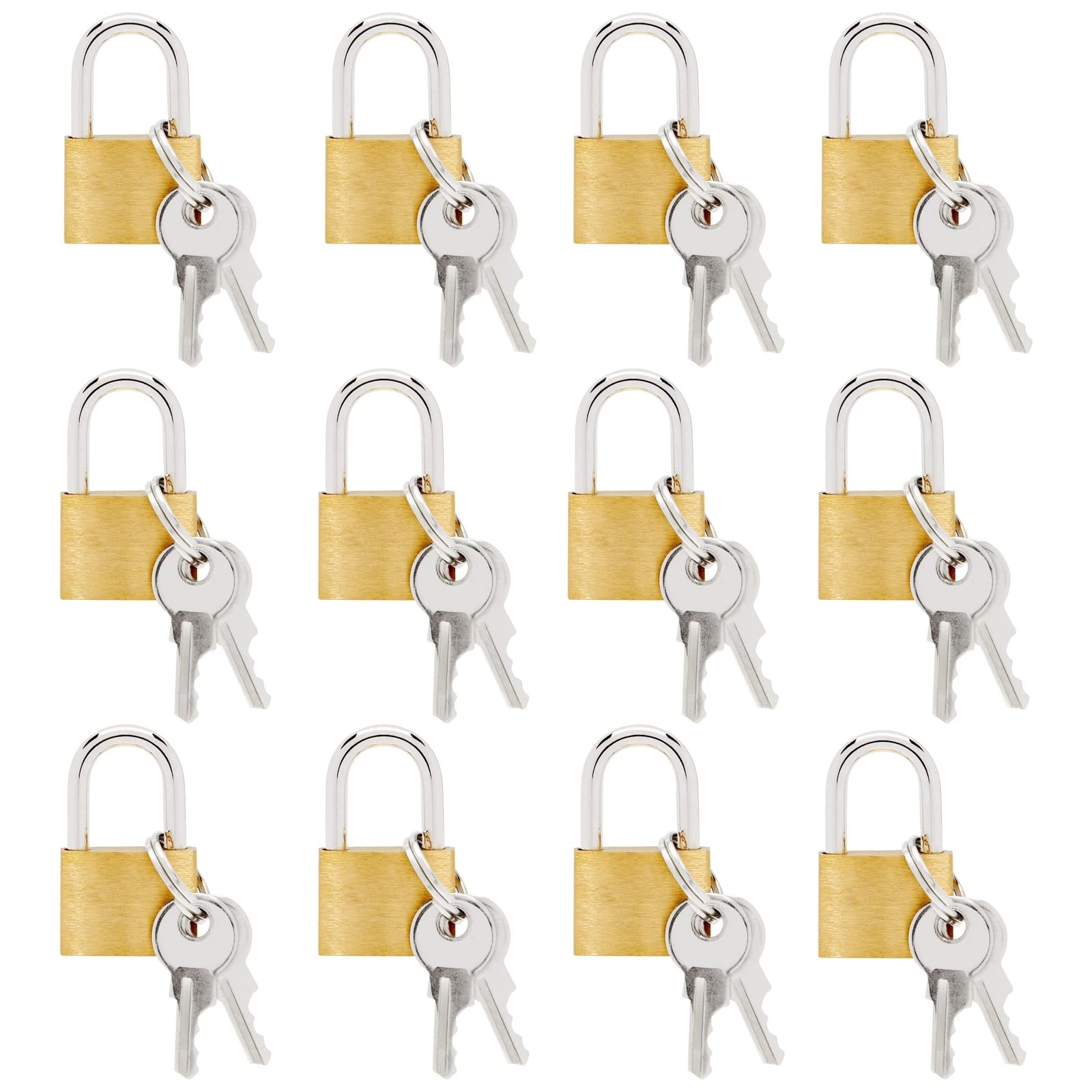 Juvale Luggage Locks with Keys - Mini Lock for Diaries & Jewelry Boxes - Travel Security for Suitcases & Bags - 12 Pack, 0.7 x 1.2 x 0.25 in, Gold & Silver