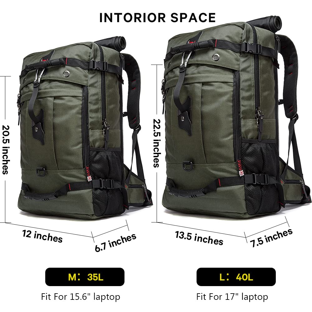 KAKA Travel Backpack, Carry On Backpack Durable Convertible Duffle Bag Fit for 15.6 Inch Laptop for Men and Women(Medium 35L)
