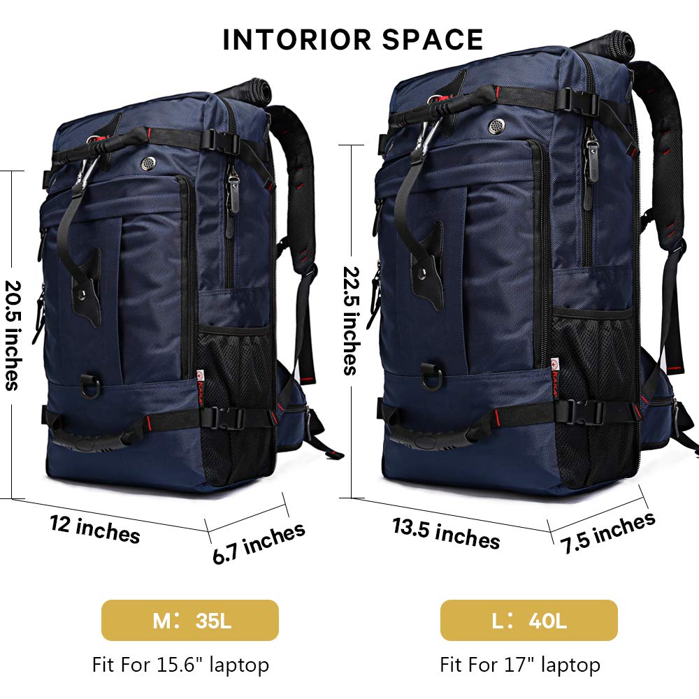 KAKA Travel Backpack, Carry On Backpack Durable Convertible Duffle Bag Fit for 17.3 Inch Laptop for Men and Women(Large 40L)