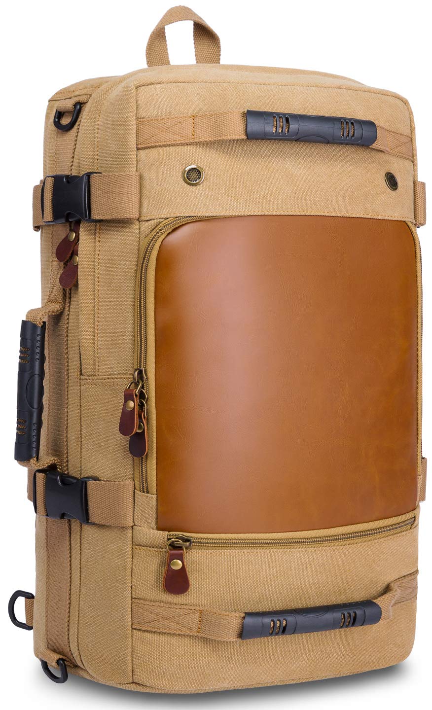 KAKA Travel Canvas Backpack,Carry On Bag Durable Backpack Duffle Bag Weekender Shoulder Bag Rucksack fit 15.6 Inch Laptop for Men and Women
