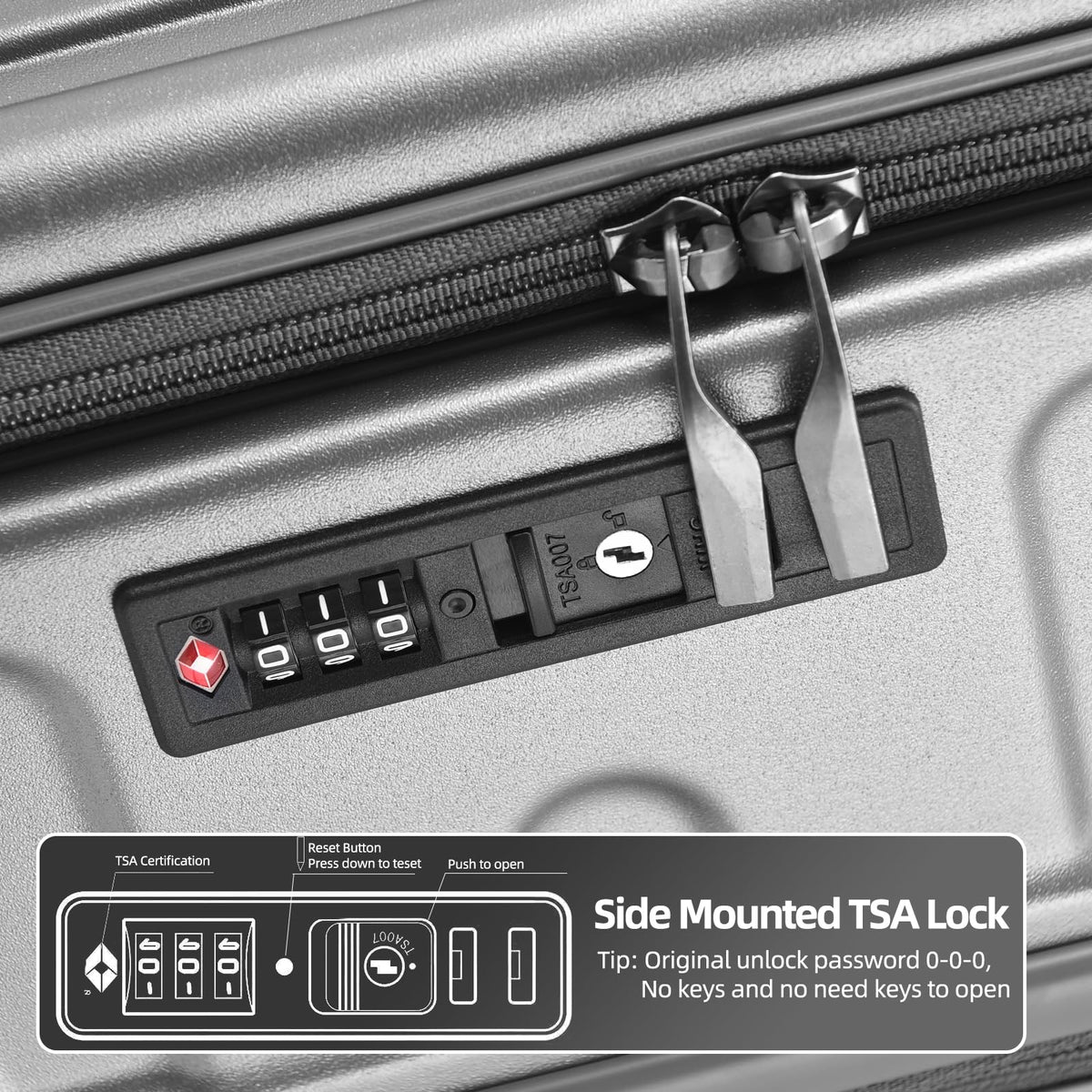 Kaleenie 29 Inch Luggage with Expansion & Side Opening Design, 50 * 31(35)*76cm, 117L~133L Ligthweight ABS+PC Hardshell Checked Suitcase, Gray