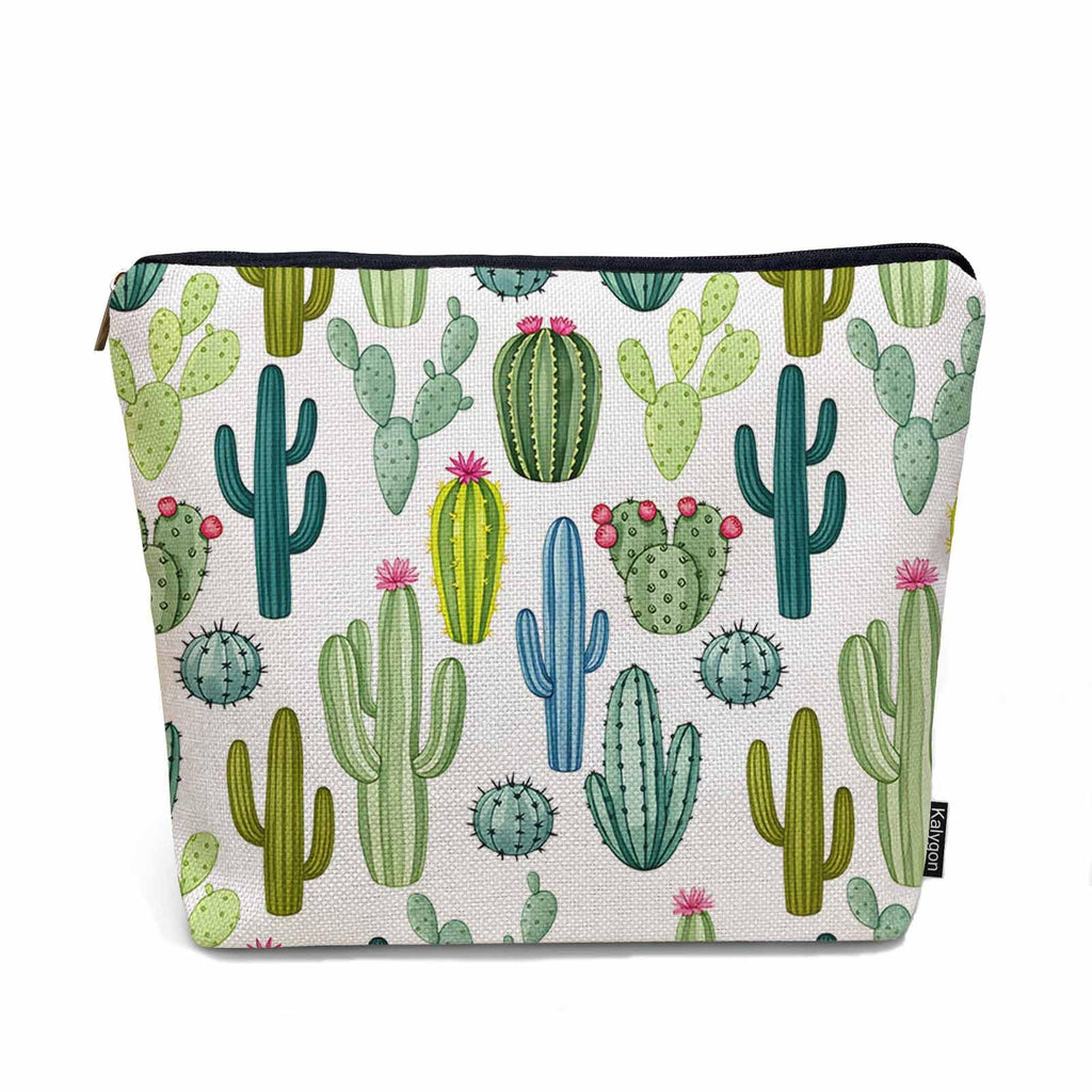 Kalygon Cactus Makeup Bag For Women, Adorable Cosmetic Bag Makeup Bags, Tropical Succulent Cactus Cacti Green Zipper Bag Travel Bags Toiletry Organizers Pouch Bags Washing Bags For Gym Bathroom