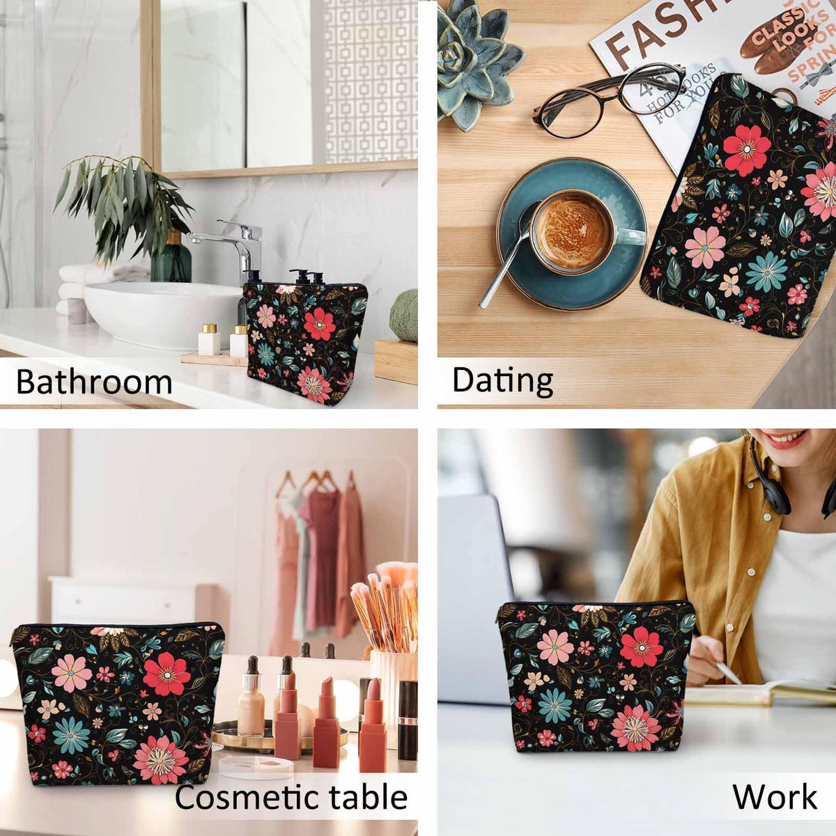 Kalygon Woman Makeup Bag Paisley Flower, Colorful Paisley Floral Red Makeup Bags Travel Cosmetic Bags Toiletry Makeup Organizer Pencil Pouch Make Up Cosmetic Bag For Owners Lady Birthday Gifts