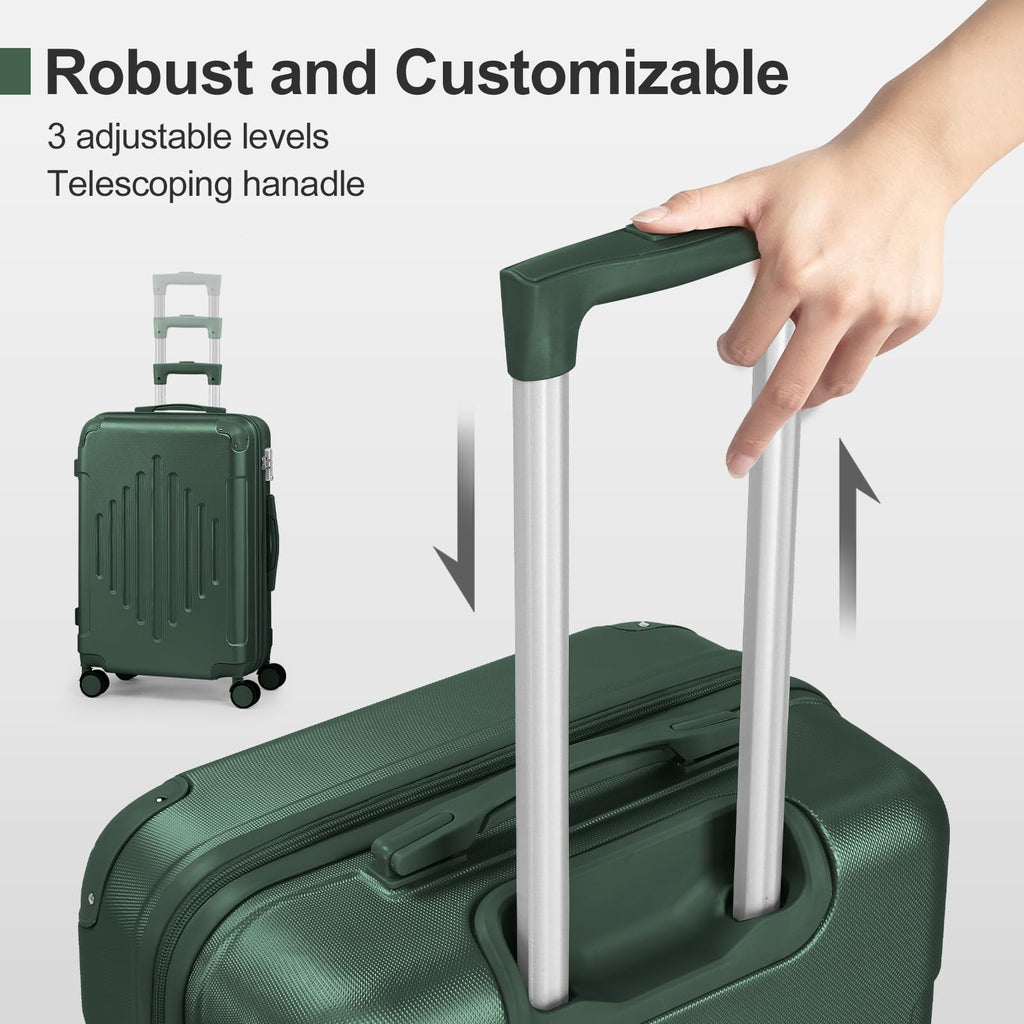 Karl home Hardside 28 Inch Checked Luggage with Dual 360° Spinner Wheels, ABS Hardshell Medium Check - in Suitcase with TSA Lock & Smooth Rolling Wheels for Men & Women Lightweight Travel, Dark Green