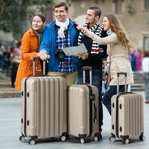 Karl home Luggage Set of 3 Hardside Suitcase Sets - Champagne (20/24/28)