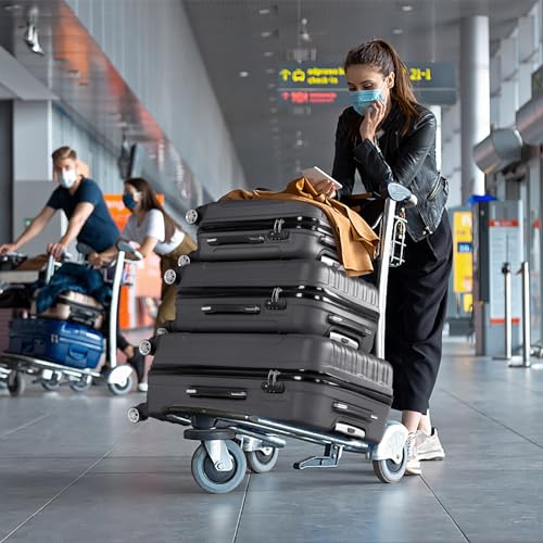 Karl home Luggage Sets 3 Piece, Hardside Carry on Suitcase Sets with Spinner Wheels & TSA lock, Portable Lightweight ABS Luggages for Travel, Business - Dark Grey, 20/24/28in