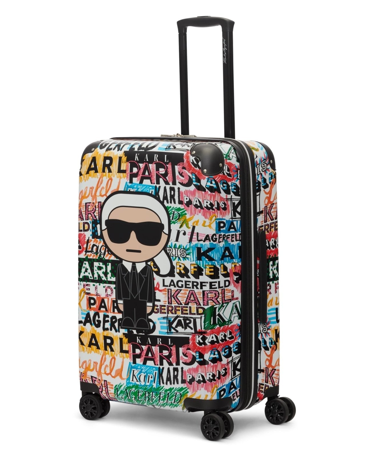KARL LAGERFELD Paris Women's Logo Explosion Upright Hardside Suitcase, Multi, Medium