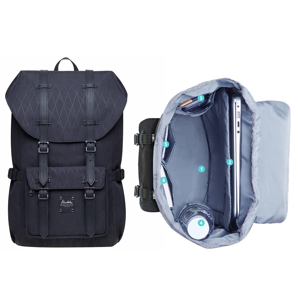 KAUKKO Laptop Travel Backpack Outdoor Casual Rucksack Fits 15.6 Inch Laptop(18 - black)