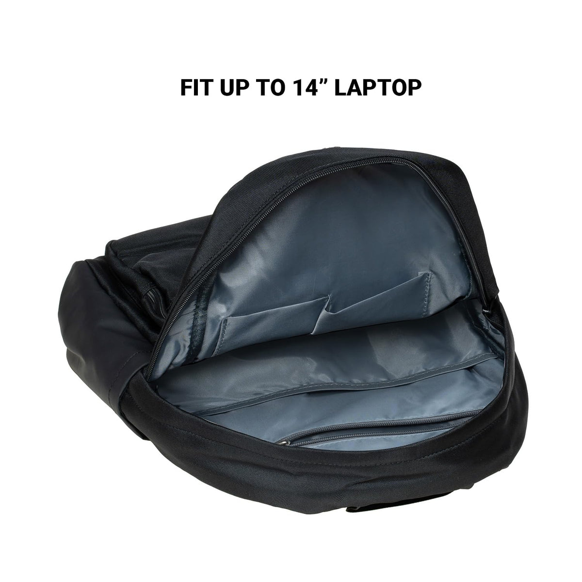 KAUKKO Nylon Travel Laptop Backpack for Men Women Work Casual Back Pack Daypack Fits 14" Laptop - Black
