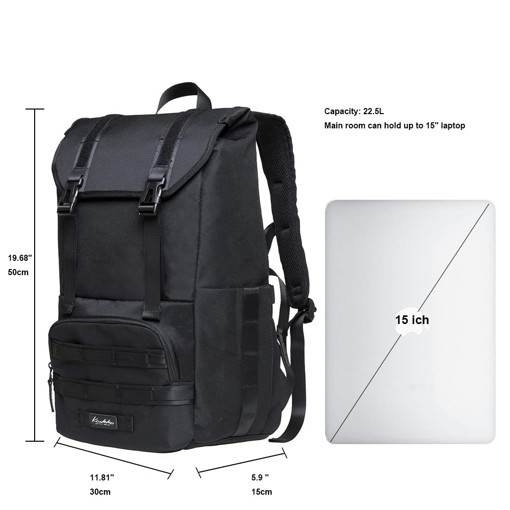 KAUKKO Travel Laptop Backpack, Outdoor Rucksack, Casual backpack Fits 15.6" (23 - BLACK)