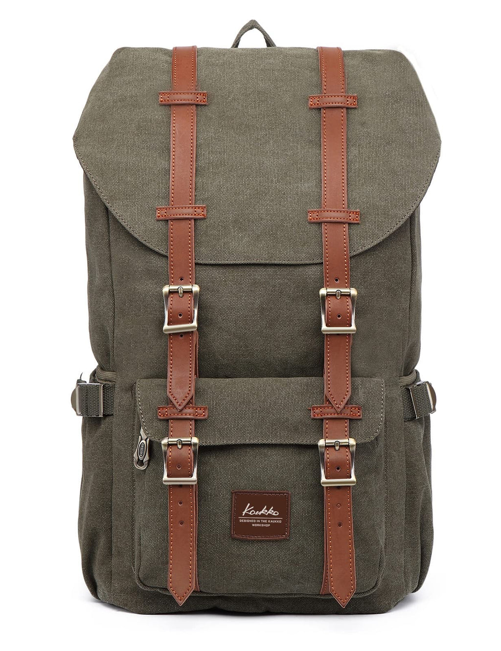 KAUKKO Travel Laptop Backpack Outdoor Rucksack Causal backpack Fits 15.6"(Canvas Green)