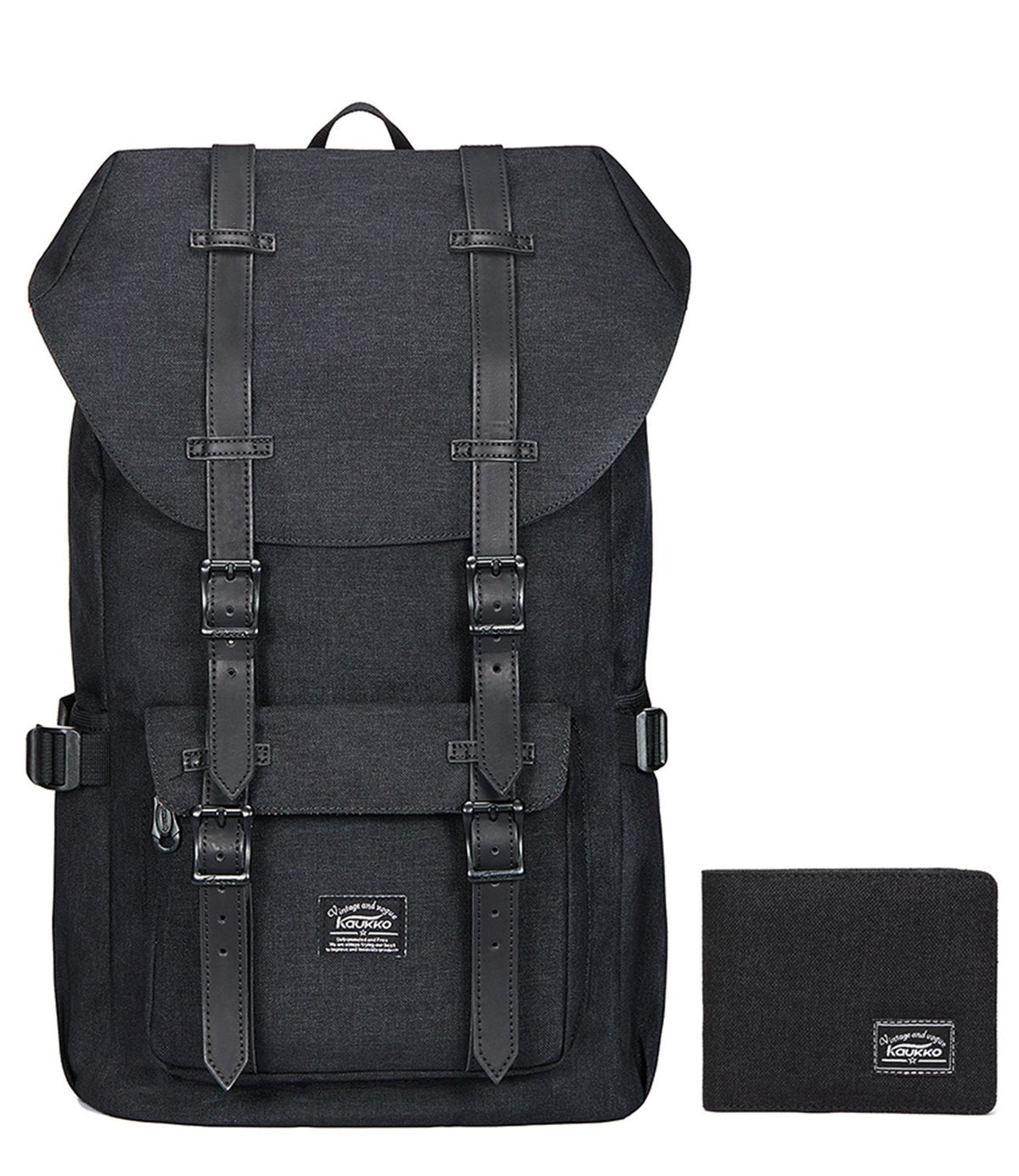 KAUKKO Travel Laptop Backpack, Outdoor Rucksack, Causal backpack Fits 15.6"(Linen Black2pcs)