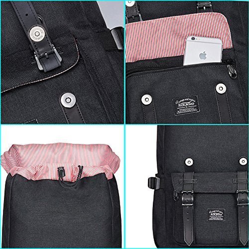 KAUKKO Travel Laptop Backpack, Outdoor Rucksack, Causal backpack Fits 15.6"(Linen Black2pcs)