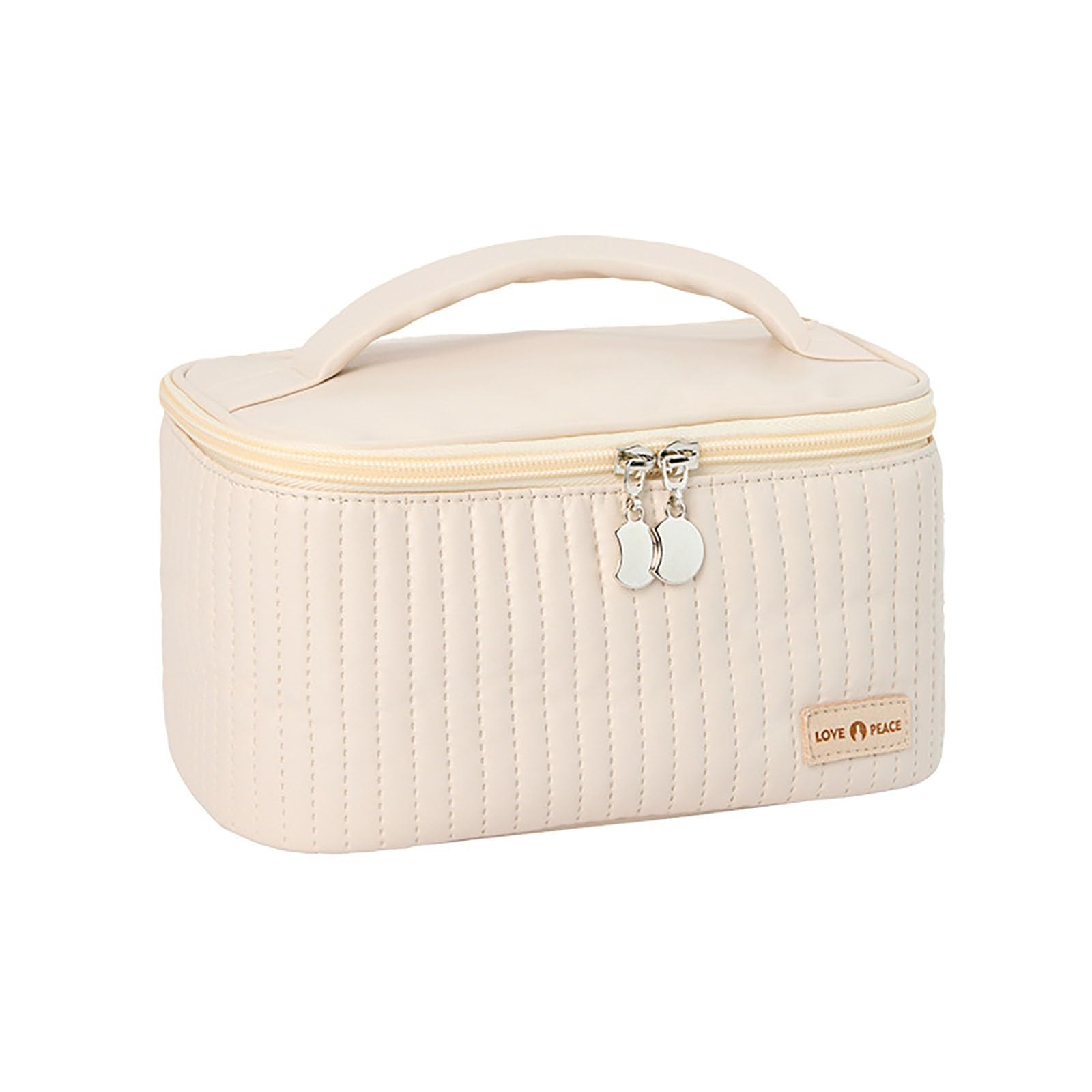 KELINFONG Small Makeup Bag 2024 Pu Leather Waterproof Portable Open Flat Large Capacity Cosmetic Bags with Handle and Zipper Travel Toiletry Containers Makeup Bags Teen Girl Gifts Trendy Stuff