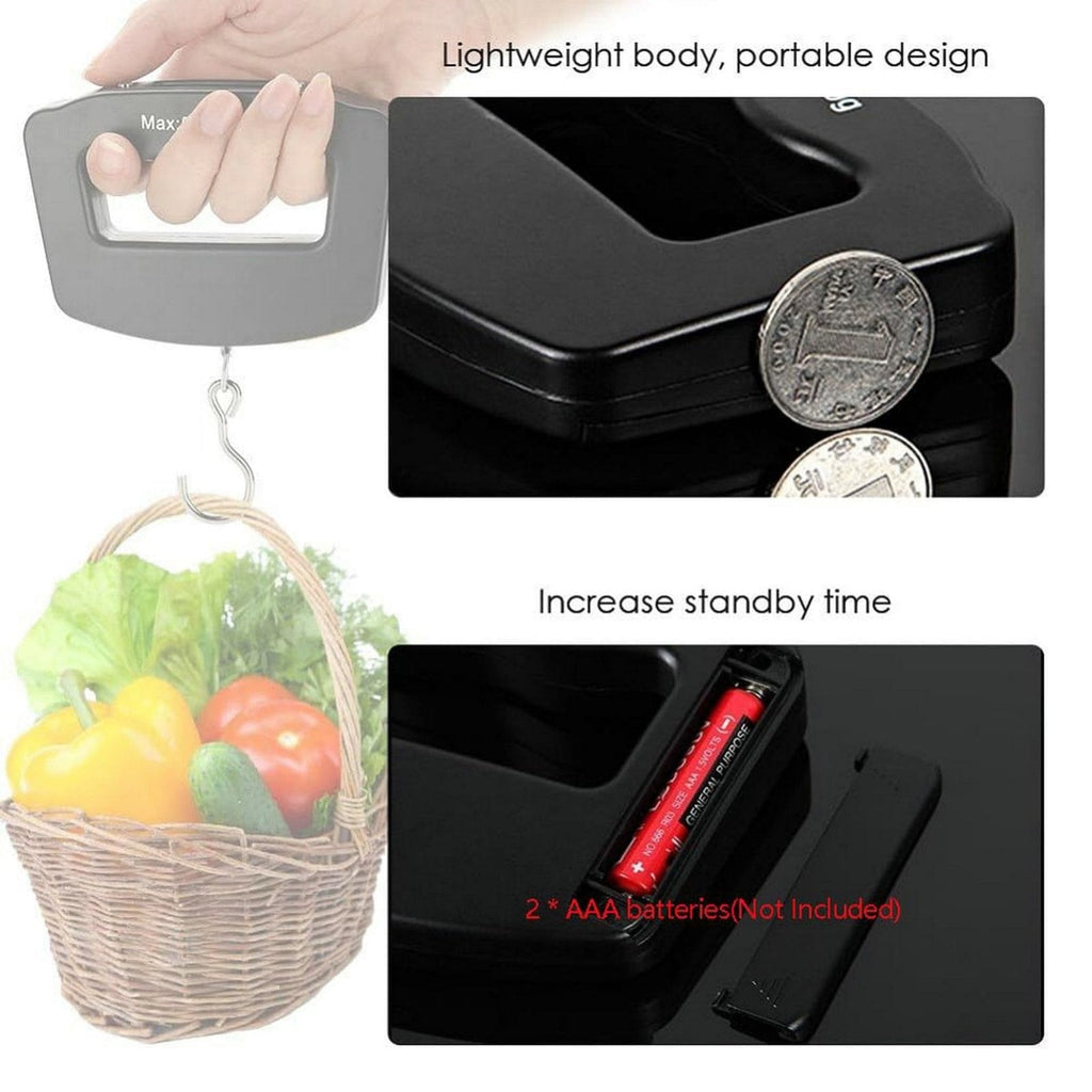 Kenhihi Portable Travel Luggage Electronic Scale, Digital LCD Hanging Box Weighing Scale 110 pounds/50 kilograms, Fishing, Luggage, Gifts (Hooks)