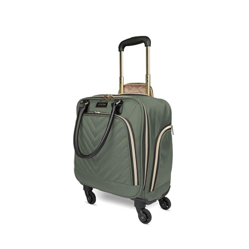 Kenneth Cole REACTION Chelsea 2-Piece Bundle - 17" 4-Wheel Spinner Underseat Carry-On Luggage & Matching 15" Laptop Backpack, Olive