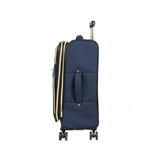 Kenneth Cole REACTION Chelsea 2-Piece Bundle - 20" Chevron Expandable 8-Wheel Carry-On Suitcase & Matching 15" Laptop Backpack, Navy