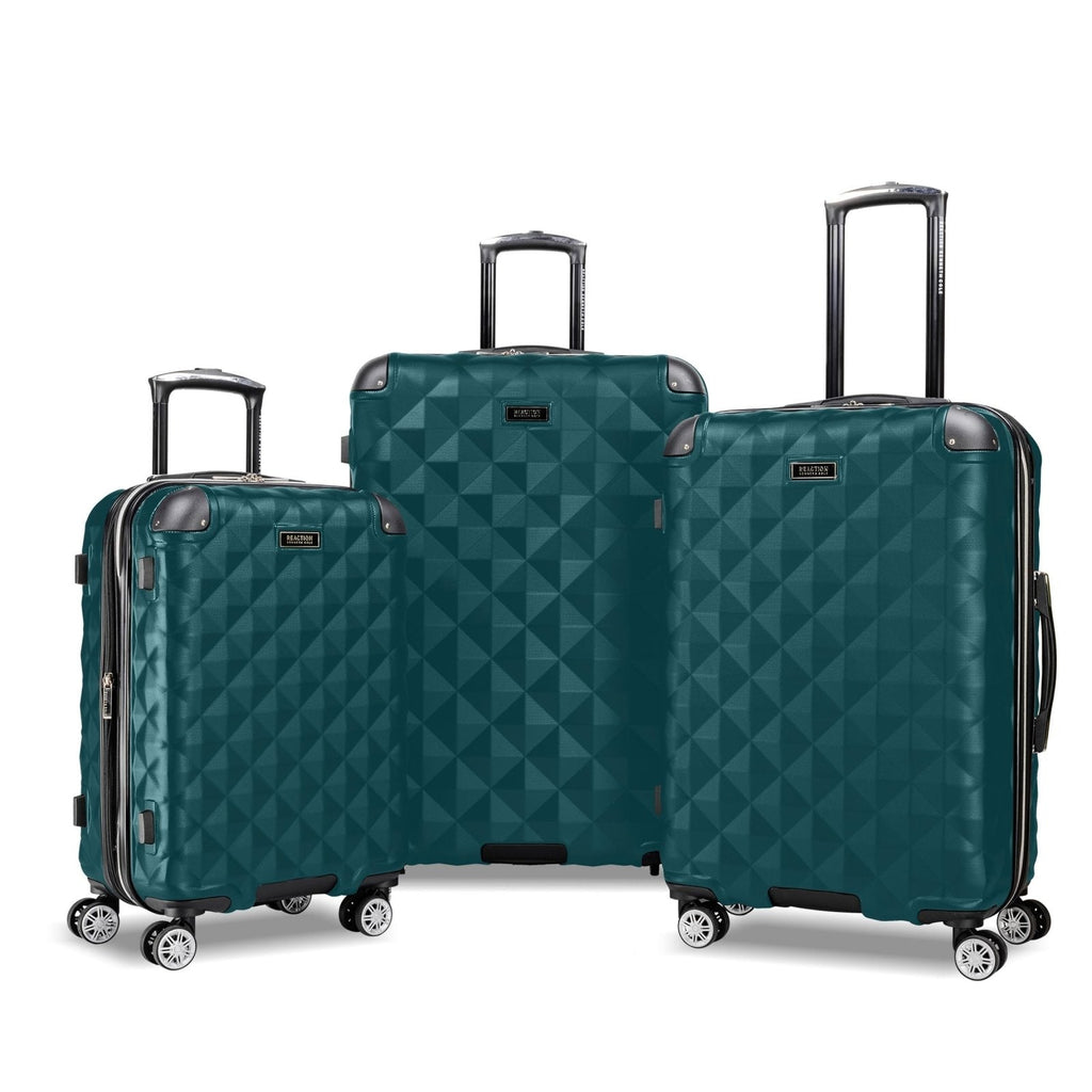 Kenneth Cole REACTION Diamond Tower Collection Lightweight Hardside Expandable 8-Wheel Spinner Travel Luggage, Deep Teal, 3-Piece Set (20", 24", & 28")