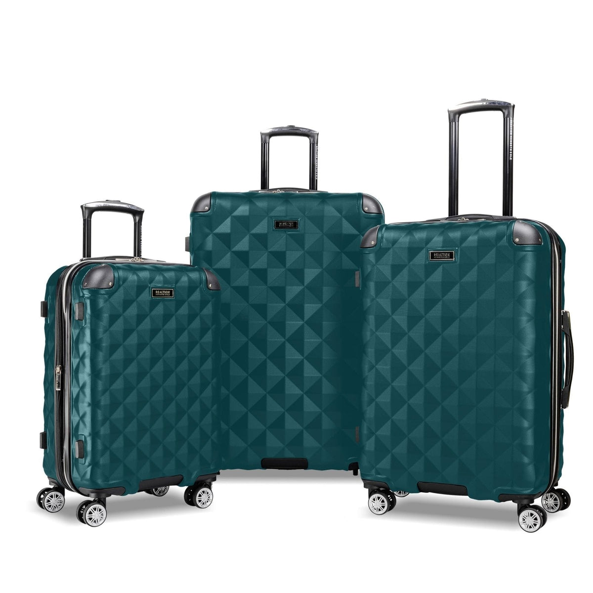 Kenneth Cole REACTION Diamond Tower Collection Lightweight Hardside Expandable 8-Wheel Spinner Travel Luggage, Deep Teal, 3-Piece Set (20", 24", & 28")
