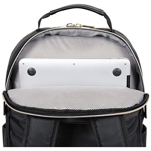 Kenneth Cole REACTION Madison Square Lightweight Hardside Chevron Expandable Spinner Luggage, Black, 2 - Piece (20" Carry On + Backpack)