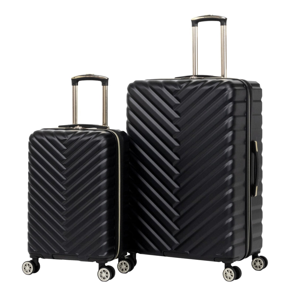 Kenneth Cole REACTION Madison Square Lightweight Hardside Chevron Expandable Spinner Luggage, Black, 2-Piece Set (20" & 28")