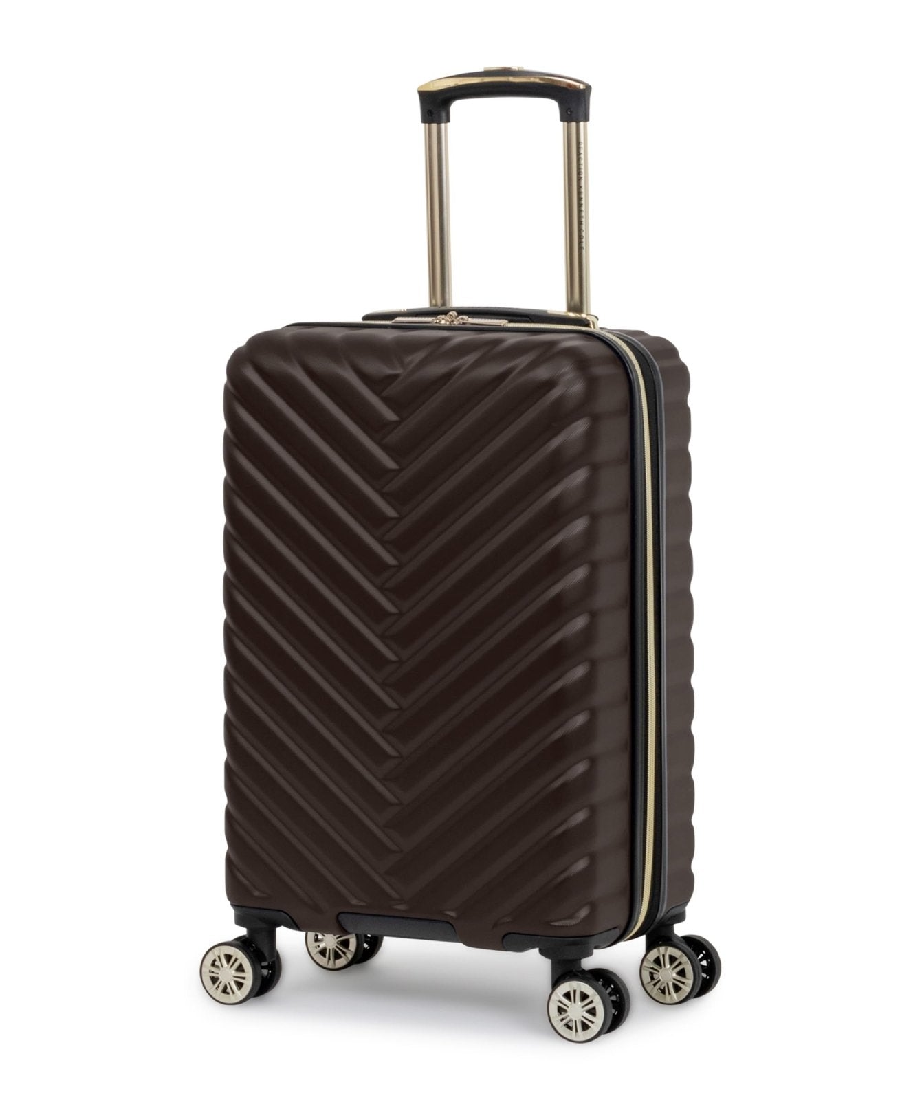 Kenneth Cole REACTION Madison Square Lightweight Hardside Chevron Expandable Spinner Luggage, Chocolate Brown, 20-Inch Checked