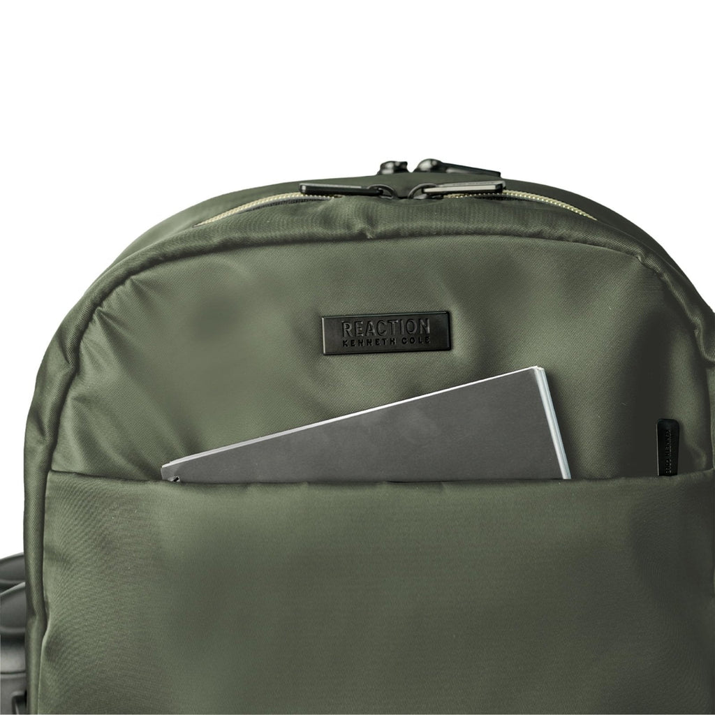 Kenneth Cole REACTION Madison Square Lightweight Hardside Chevron Expandable Spinner Luggage, Olive, 2 - Piece (20" Carry On + Sophie Backpack)