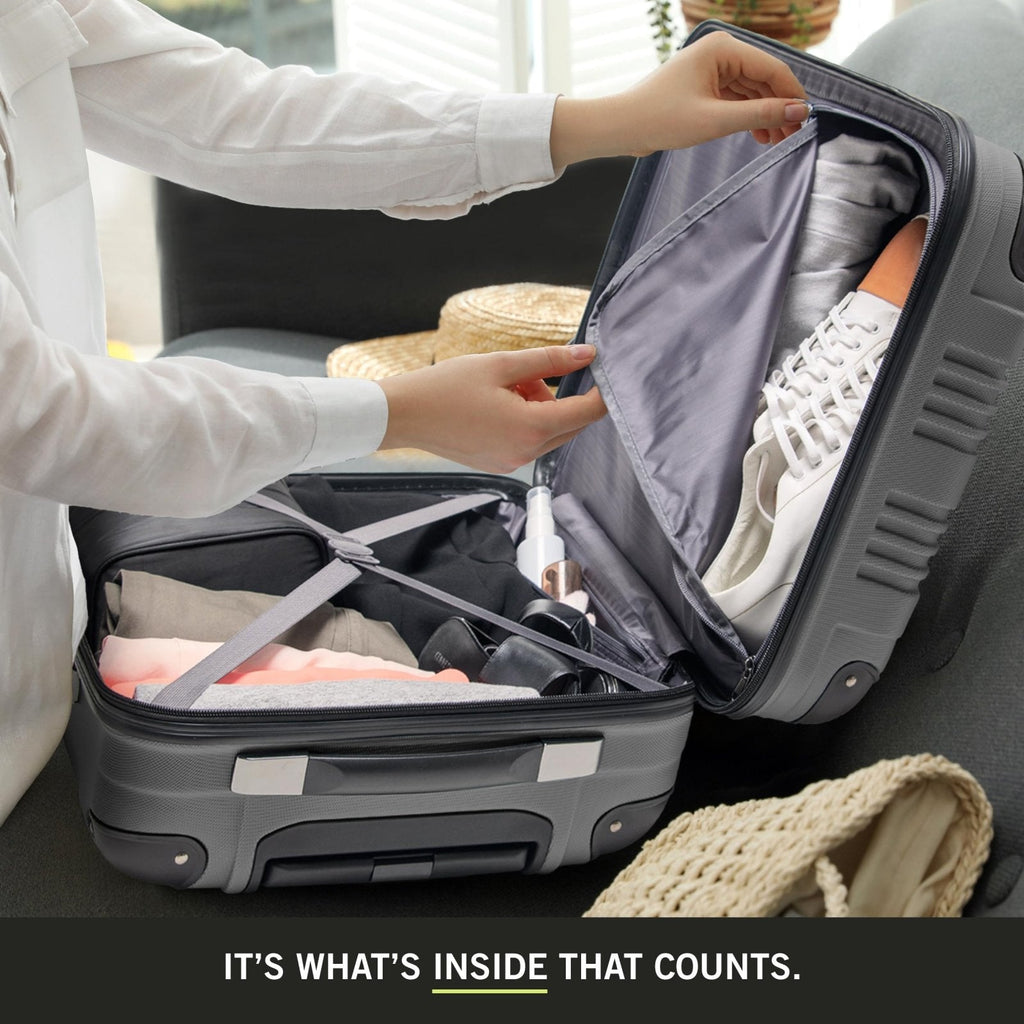 Kenneth Cole REACTION Out of Bounds Lightweight Hardshell 4 - Wheel Spinner Luggage, Charcoal, 3 - Piece Set (20", 24", & 28")