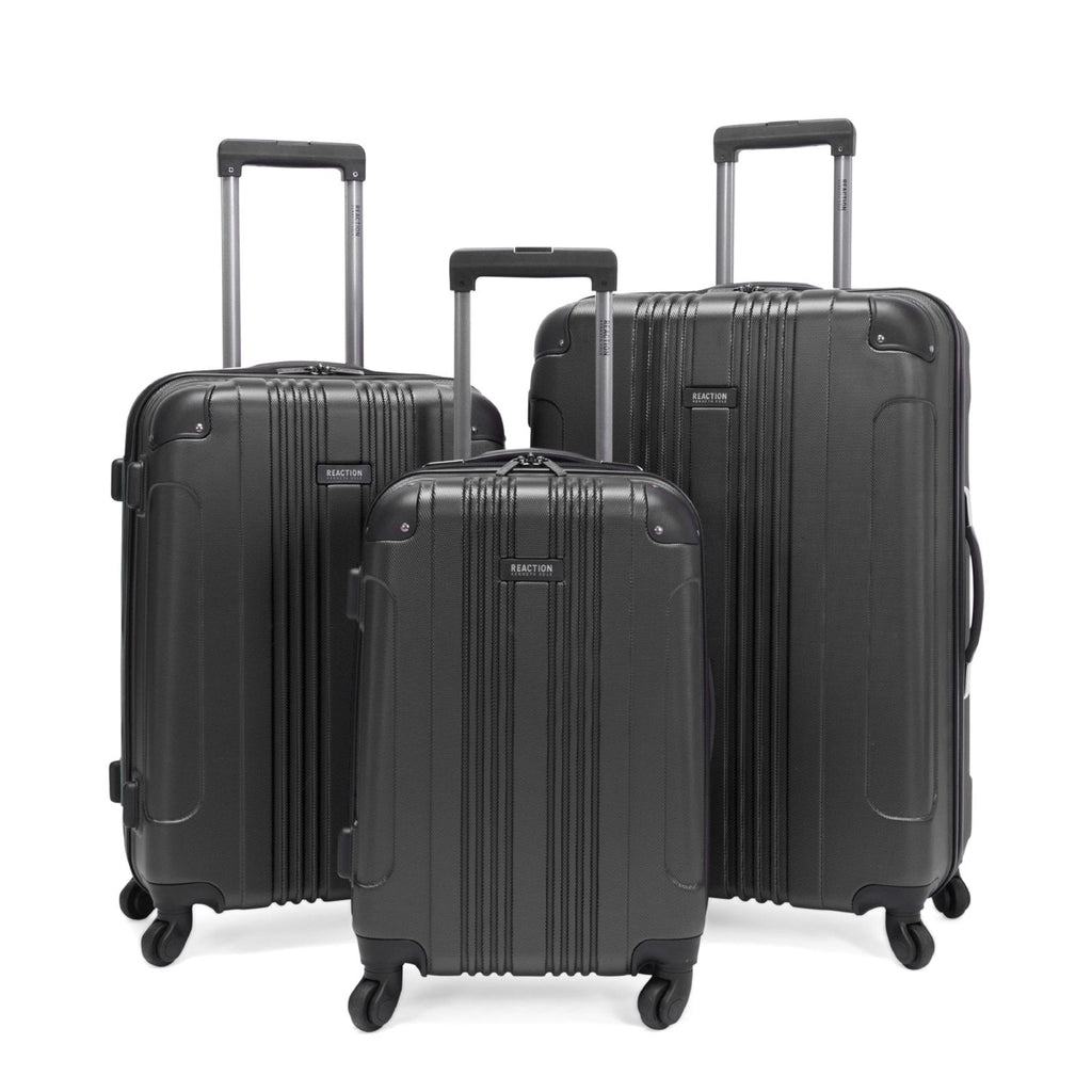 Kenneth Cole REACTION Out of Bounds Lightweight Hardshell 4-Wheel Spinner Luggage, Charcoal, 3-Piece Set (20", 24", & 28")