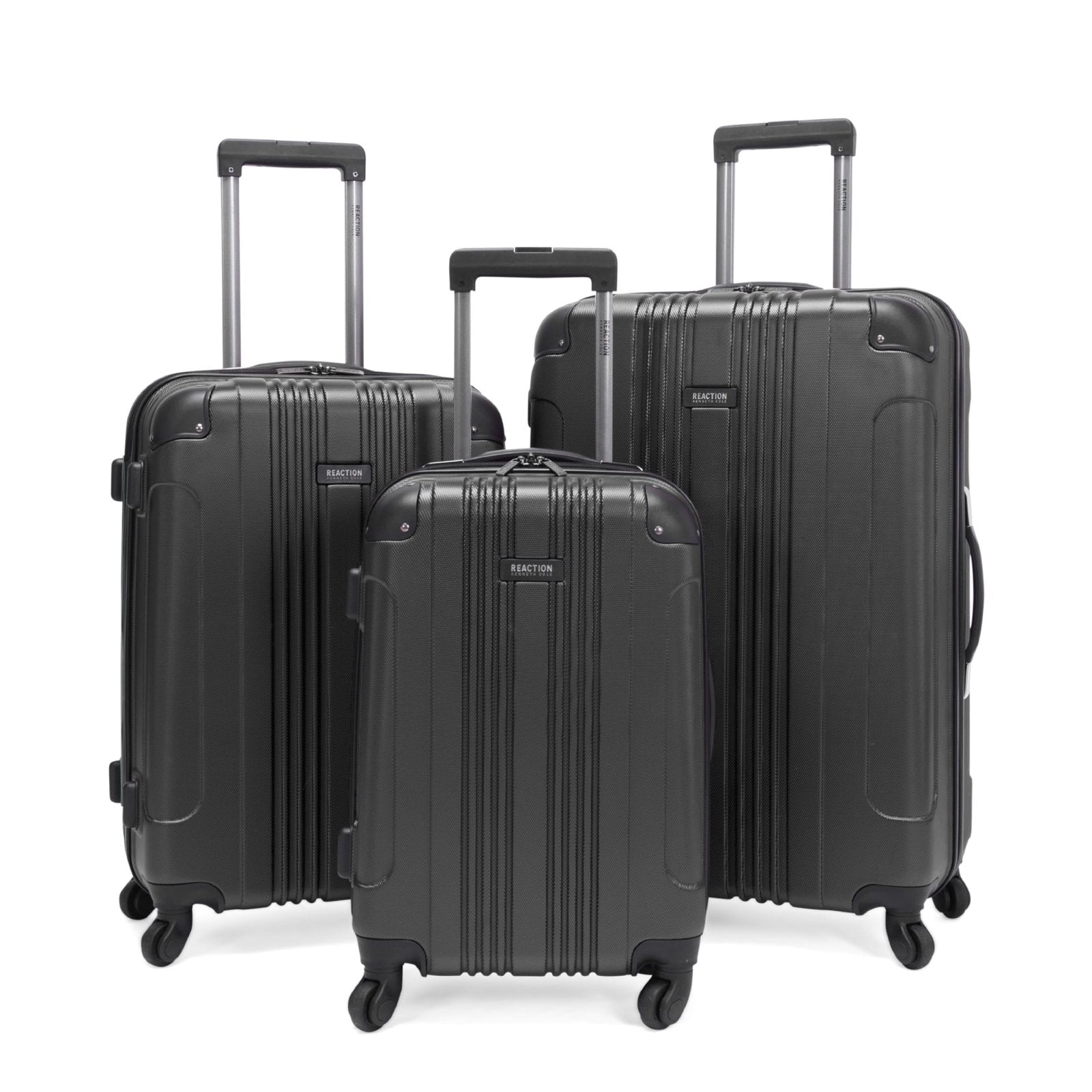 Kenneth Cole REACTION Out of Bounds Lightweight Hardshell 4-Wheel Spinner Luggage, Charcoal, 3-Piece Set (20", 24", & 28")