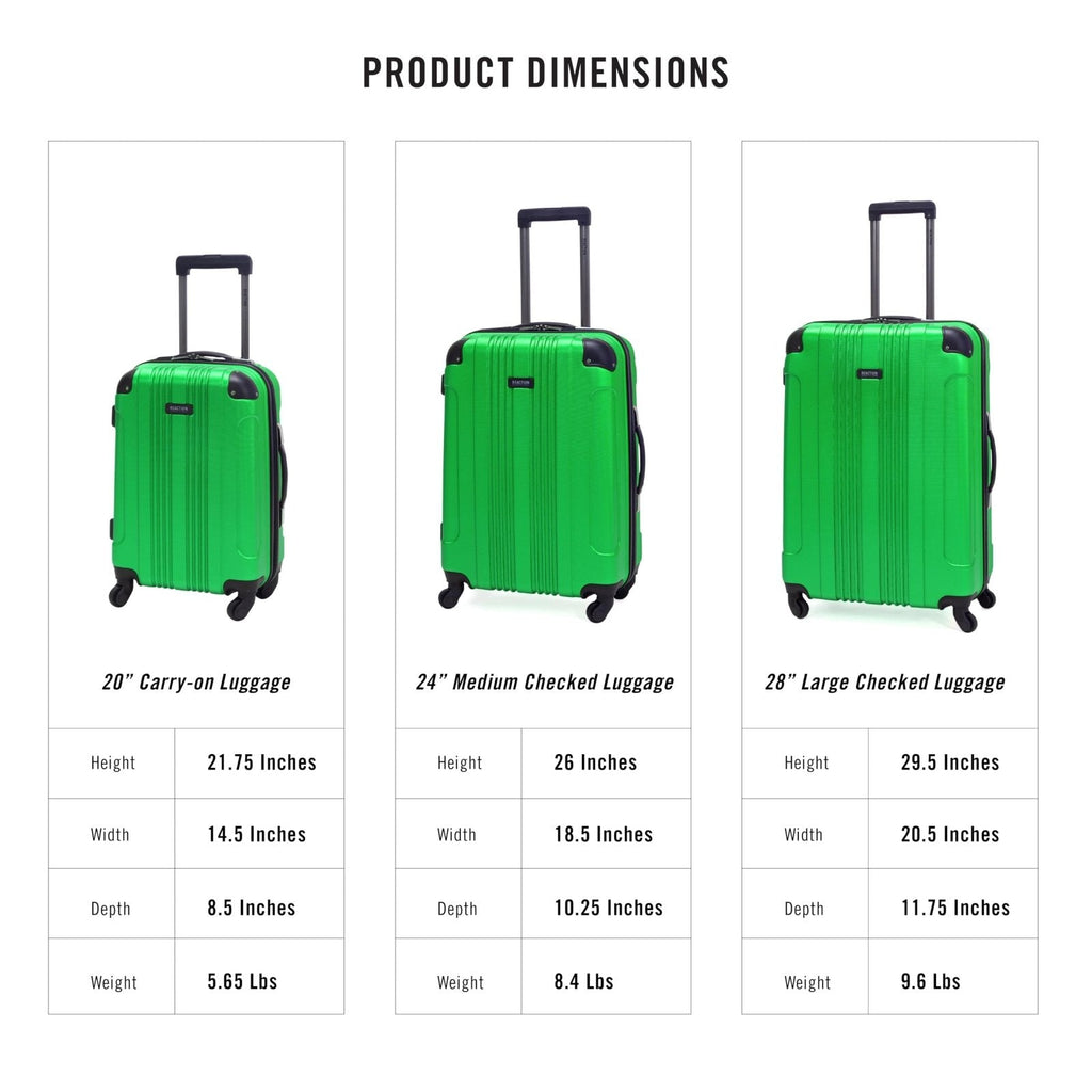Kenneth Cole REACTION Out of Bounds Lightweight Hardshell 4 - Wheel Spinner Luggage, Kelly Green, 2 - Piece Set (20" & 28")
