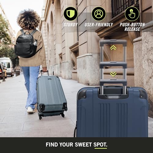 Kenneth Cole REACTION Out of Bounds Lightweight Hardshell 4-Wheel Spinner Luggage, Naval, 24-Inch Checked
